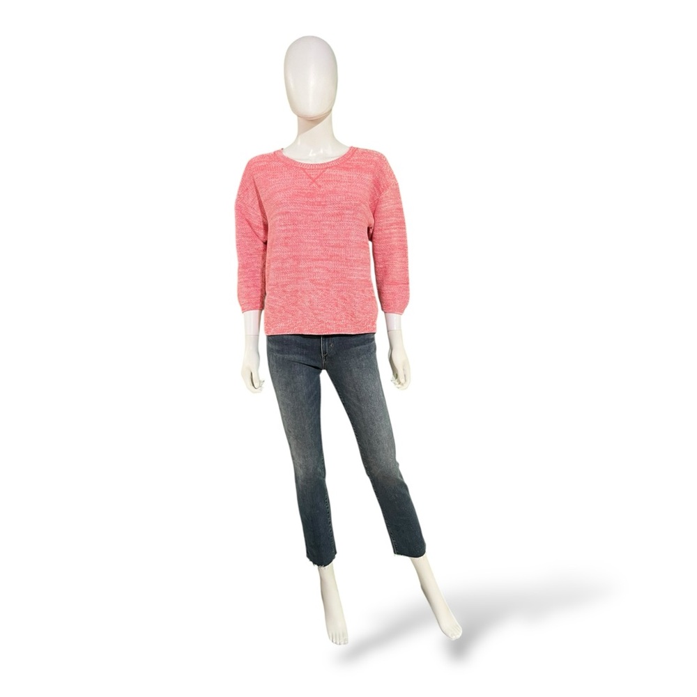 J.Crew Factory Heathered Pink and White Crewneck Sweater, Large